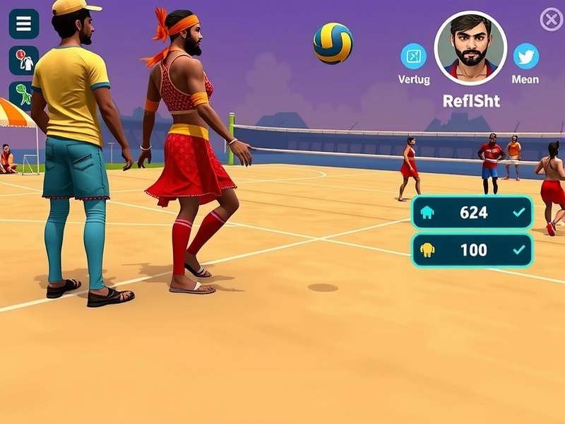 Mumbai Volley Hero gameplay screenshot showing beach volleyball action